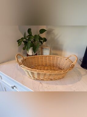Woven Rattan Serving Basket - Natural